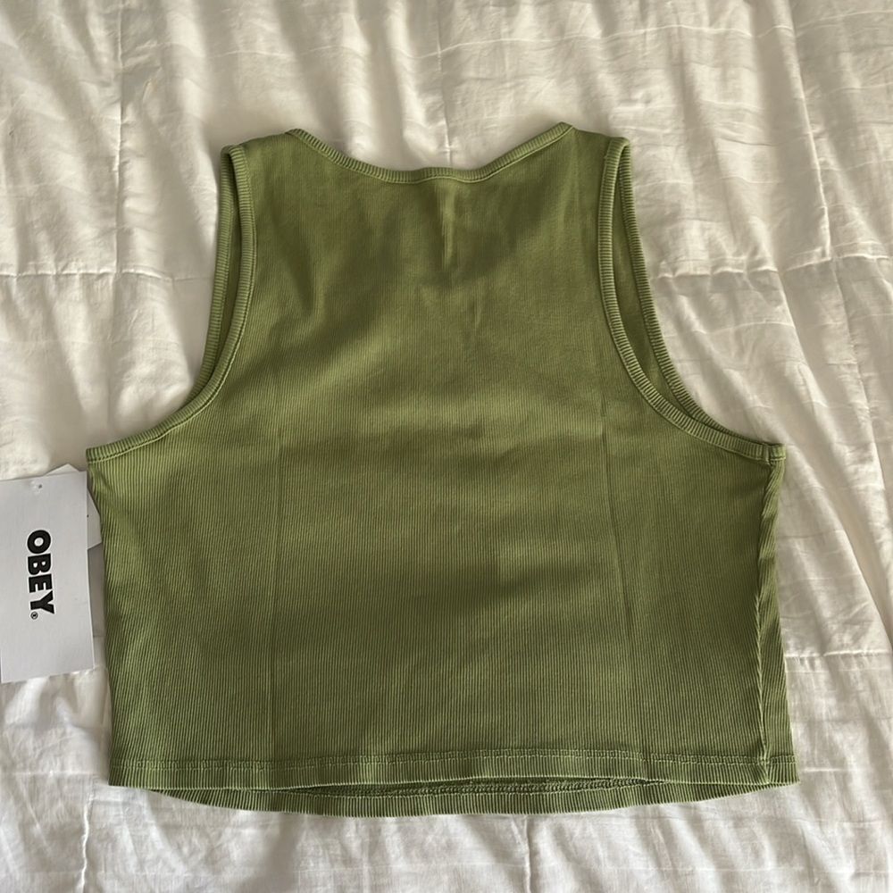 Obey Lower Case Tank Size XL NWT Olive - Picture 2 of 4